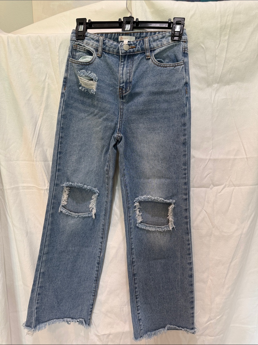 GB girls Light Blue Distressed Straight-Leg Jeans